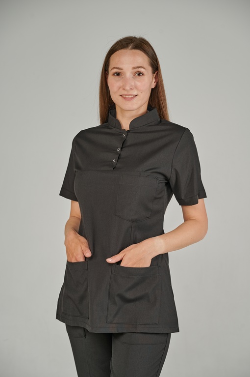 Костюм Lycra 3 кнопки с воротником стойка Черный (Siyah) XXL